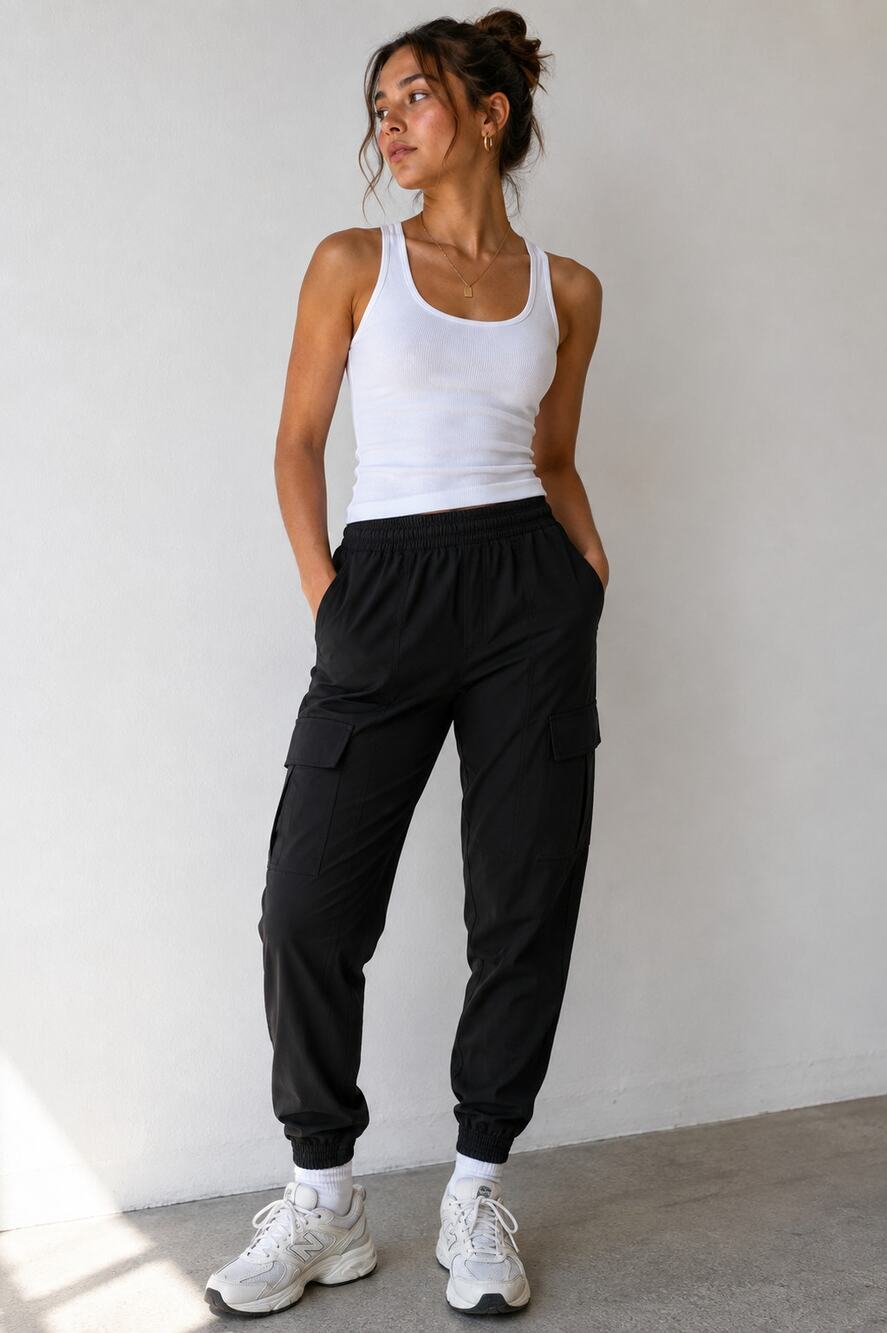 Athleta Chelsea Utility Jogger Black Cargo Pants Women’s Size 8T Tall